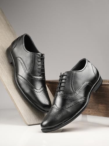 Image of MACTREE Men's Genuine Leather Brogue Lace Up Formal Shoes