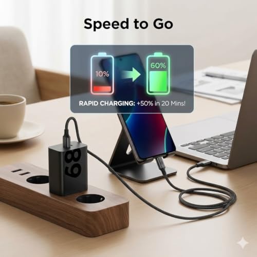Image of Scalebee 68W USB-C Turbo Power Charger, Super Fast Wall Adapter Compatible with Moto Edge 30 /40 /50 Series, Moto G82 /G84 /G45 and USB-C Smartphones & Tablets, High-Speed Safe Charging (only Adapter)