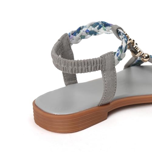 IWIHMIV Girls Sandals Open Toe Bohemian Sandals Princess Non Slip Flat Summer Beach Lightweight Elastic Strap Shoes4