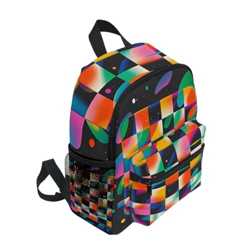 Neon Checkerboard Black Toddler Girls Boys Backpack Kids School Bookbag with Name Tag2