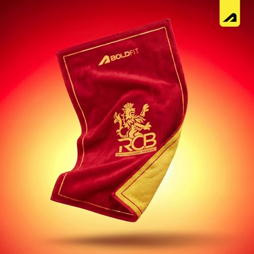 Image of Boldfit X Royal Challengers Bengaluru RCB Official Merchandise Bath Towel 100% Cotton Lightweight Soft & Absorbent Large Shower Towel for Gym, Sports, Bath, Beach & Pool Red (70 x 140 cm)