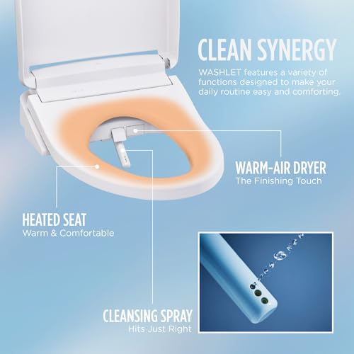 Image of TOTO WASHLET KS5 Electronic Bidet Toilet Seat with Instantaneous Water Heating, Self-Cleaning Wand and Heated Seat, Elongated, Cotton White - SW3216#01