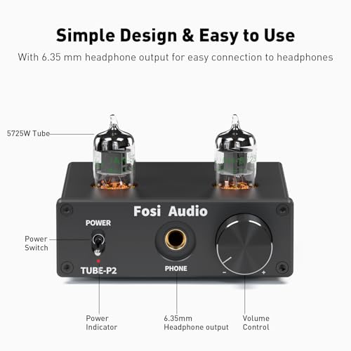 Fosi Audio P2 Amplificador de Auriculares de Tubo Preamplificador de Tubo de Vacío Mini Audio Estéreo de Alta Fidelidad con Protección de Salida de Bajo Ruido de Fondo para Auriculares - imagen 2