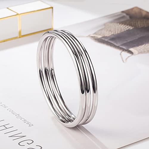 H&Beautimer 925 Sterling Silver Italian Handmade Minimalist 4MM Bracelet for Women Charm Jewelry 60-65MM Bangle 1/2/3 Set Birthday Gift4