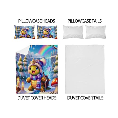 Housse de couette tortue idée cadeau parure de lit filles - 4
