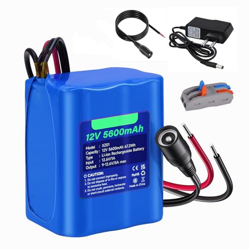 CITYORK 5600mAh Batería Recargable de Iones de Litio de 12V CC para cámaras de CCTV, videocámaras, Reproductores MP3, Luces LED y más