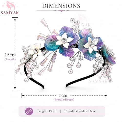Image of Samyak Pearl & Crystal Hair Band Accessories For Women & Girls, Stylish Tiara Headband For Wedding Party Juda Bun Fashion For Bridal Hair Decoration Accessory