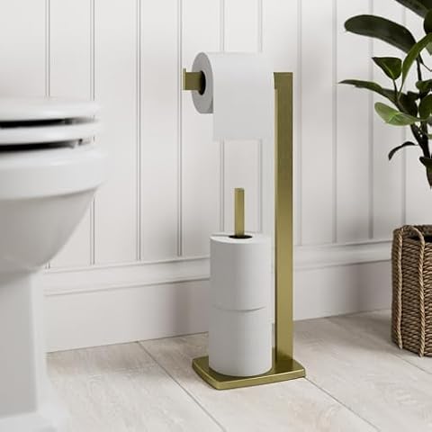 ARCHITECKT® Brushed Brass Freestanding Toilet Roll Holder Cover