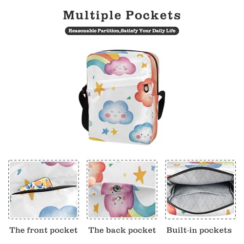 Crossbody Bag Cute Rainbow Cloud Messenger Bag for Women Men Purse Shoulder Bag Satchel Bag with Adjustable Strap 202b67232