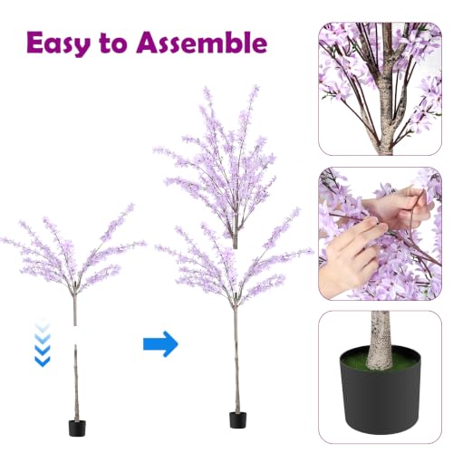 6ft Artificial Winter Jasmine Tree, Faux Forsythia Plant with Cement Base - image 3