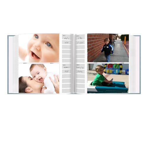 Pioneer 200-Pocket Embossed Baby Leatherette Frame Photo Cover Album (4 x 6-Inch, Blue)
