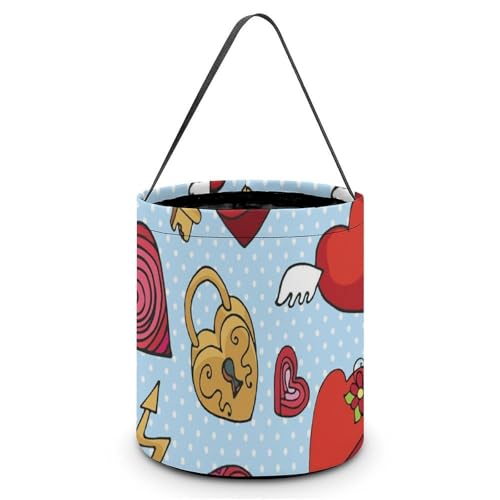 ハロウィン キャンディバスケット バレンタインデー 贈り物 赤いハート かわいい キャンディ袋 お菓子 コンテナ 手提げ袋 軽量 小道具パーティー記念品 プレゼント 屋外集会用