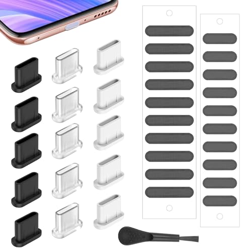 Ya en manzanajugosa.com: LunarCharm Juego de 18 tapones antipolvo USB C, aplicables a iPhone 16/15 Series, cubierta de puerto USB C, cubierta de altavoz de teléfono, limpiador de puerto de carga de teléfono