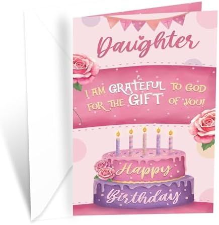 Gold Foil Card Old English Co. Baptism Card For Girl - Pink Gold Foil Cross Design Christening Greeting Card