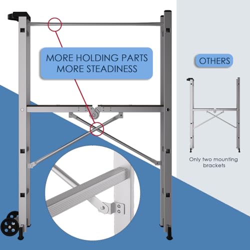 APARECIUM Foldable Aluminum Scaffolding, Portable Scaffolding Ladder, Rolling Scaffolding Work Platform, Scaffold Tower, Ladder Stool Work Bench, Adjustable Work Platform, 330 Lbs Duty Rate