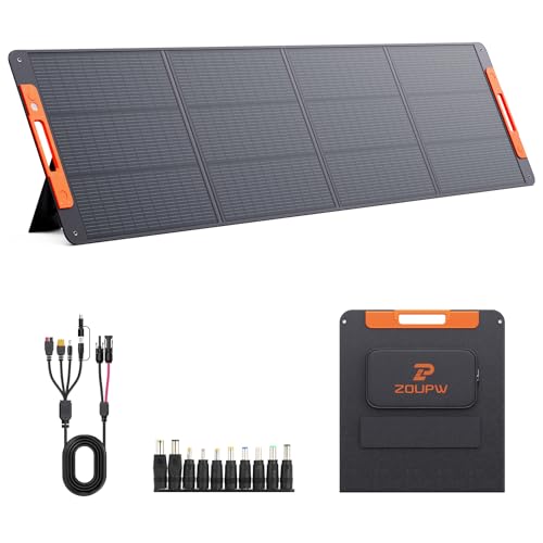 ZOUPW 220W N-Type 16BB Portable Solar Panel for Power Station 25% Efffciency Foldable Monocrystalline Solar Charger for Jackery Explorer/EcoFlow/Bluetti IP67 Waterproof for RV Camping Home Backup