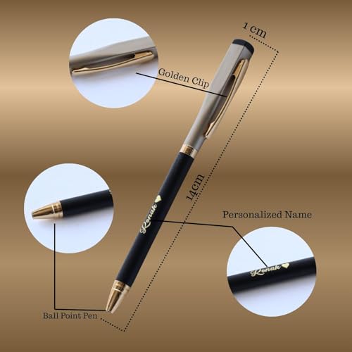 Image of Personalized Pen with Name Engraved I Metal Classy Customized Roller Ball Pens I Comfortable to Hold & Write I Gift for Men & Women Birthday Corporate Gifting (Diamond pen.)