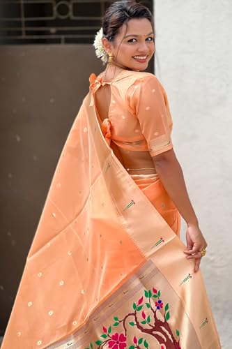 Image of SGF11 Women's Organza Kanjivaram Pure Soft Silk Handloom Saree Pure Golden Zari With Blouse Piece