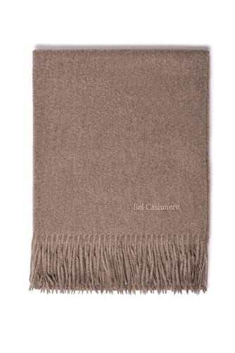Stola à franges 100 % cashmere marron bio contre le froid écharpe douce sensible