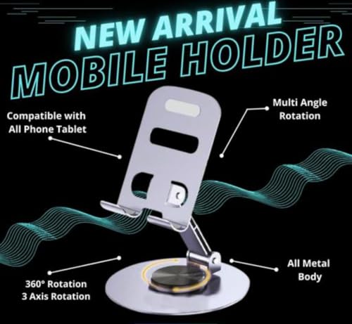 Image of Universal Foldable Metal Smartphones Holder | Mobile Stand | Strong Grip | Supports Portrait & Landscape Mode (Folding Metal Phone Holder)