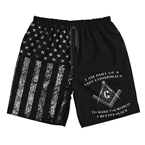 ONVOWO Make The World Better Freemason Shirt Masonic Lodge Funny Gifts Mens Swim Trunks Mens Boardshorts Mens Bathing Suits White-3X-Large4