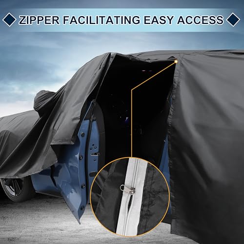 Image of Black Heavy Duty Waterproof Car Cover for SUV 173 inch-179 inch - All-Weather UV Protected Outdoor Full Exterior Cover with Sun /Snow /Rain Resistance