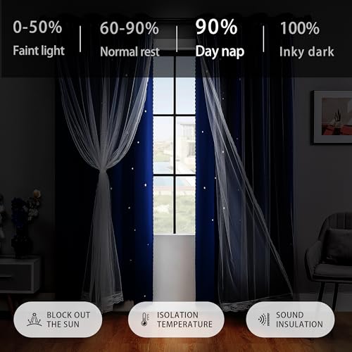 Image of XiDi Black Out Curtains for Bedroom, Double Layer Unicorn Curtains for Kids Room, Girls Bedroom, Living Room - 84 Inches Long 2 Panel