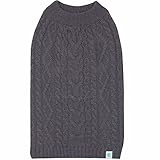 Blueberry Pet 16 Colors Classic Wool Blend Cable Knit Pullover Dog Sweater in Smoke Grey, Back Length 14