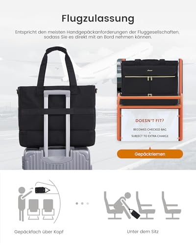LOVEVOOK Reisetasche Damen, 45L Große Öffnung Weekender Handgepäck Kliniktasche Geburt Krankenhaustasche mit Kulturtasche, Schuhfach & Nassfach, Sporttasche Travel Duffle Bag für Flugzeug Reise Gym