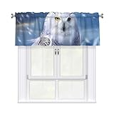 MXZERFKGLA Cortinas de cocina con cenefa de ventana de 137 x 45 cm, cenefas de búho ártico para ventanas, cenefa de cortina corta vintage para cocina, comedor, baño, dormitorio, decoración del hogar
