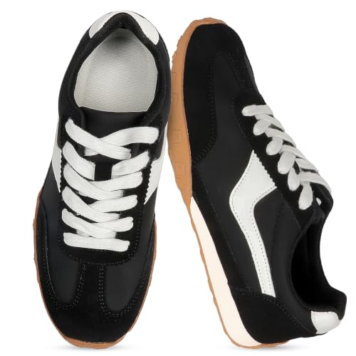 Image of MAVMAX Women's Fashion Retro Sneakers Chic Casual Walking Shoes with Foam Insole Tennis Shoes Stable Non-Slip Outsole for Dresses, Jeans & Everyday Outfits
