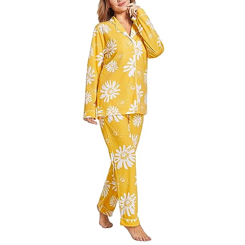 Image of Tugege Pajamas Set Long Sleeve Sleepwear Womens Button Down Nightwear Pj Sets