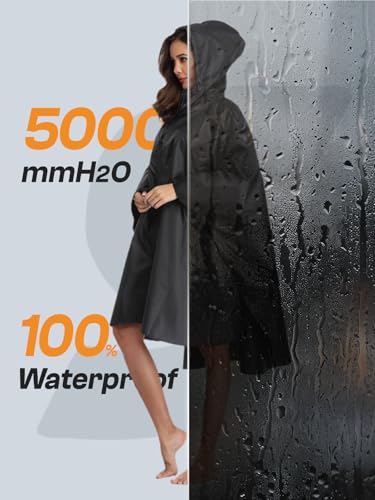 SaphiRose Unisex Rain Poncho Raincoat Hooded for Adults Women with Pockets2