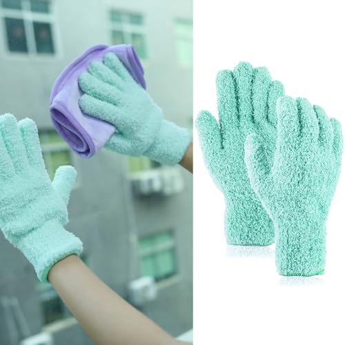 DILUSILK 1 Pairs Microfiber Dusting Gloves, Household Cleaning Gloves Plant, No Scratching Dust Gloves, Duster Cleaner Tool for Blind, Plants, Lamp Polishing, Mirrors