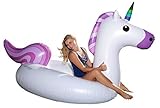 Flossy Floats Unicorn Pool Float Giant Luxury Inflatable Emoji for Kids and Adults, Thick Vinyl and Fade Resistant Dye, FastFill Valves, Unicorns Deserve a Face, Over 8.7 Feet Long, Patch Kit Included
