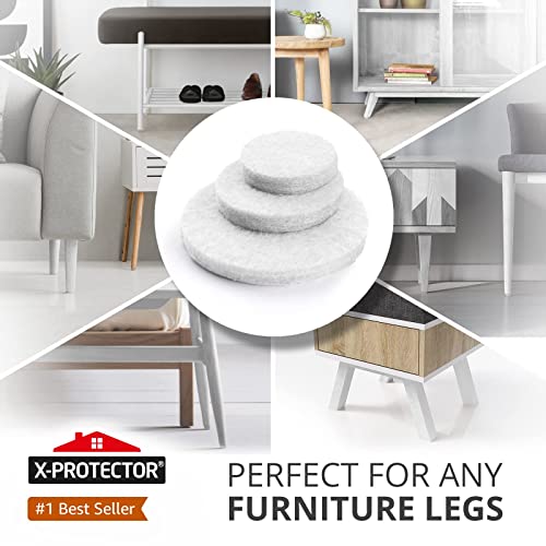 Image of Felt Furniture Pads X-PROTECTOR - 48 Premium Felt Pads Floor Protector - Chair Felts Pads for Furniture Feet Wood Floors - Best Furniture Pads for Hardwood Floors - Protect Your Hard Floors! (White)