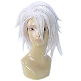 magic acgn Karna Party White Layered Game Hair Short For Men boys Anime Cosplay  Costume Christmas Halloween Wig 　