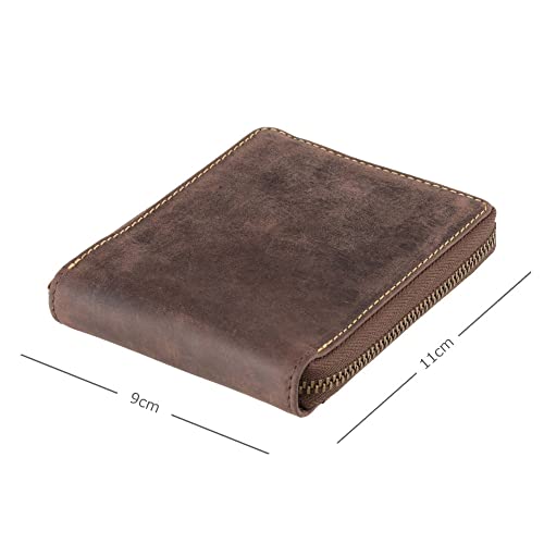 VISCONTI Men's Zip Around RFID Wallet, Oil Brown4