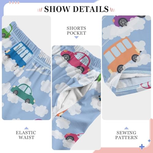 ZZXXB Colorful Car with Cloud Boys Long Pants Soft Trousers Elastic Waist Kids Lounge Bottoms with Pockets S-XL4