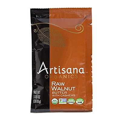 Artisana Organics Raw Walnut Butter with Cashews - No Sugar Added, Just Two Ingredients - Vegan, Paleo, Keto Friendly Snack, 1.06oz Pouches (10 Pack)
