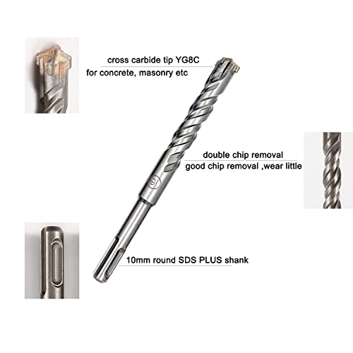 10 Pieces Carbide-Tipped Sds-Plus Rotary Hammer Drill Bit Set For Concrete，Brick,Block,Stone,Masonry #TOP2