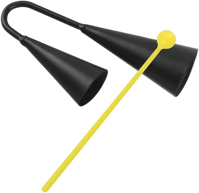 KetsicartTwo Tone Metal A-go-go Bell Cowbell Percussion Instrument with Striker