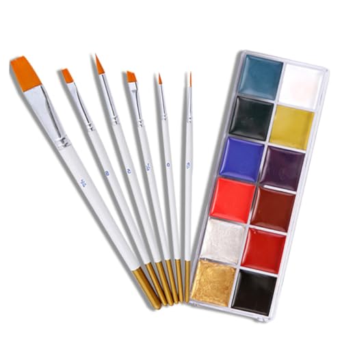 FRCOLOR Halloween Face Body Paint Set 12 Color Oil Paint Brush Festival Makeup Kit
