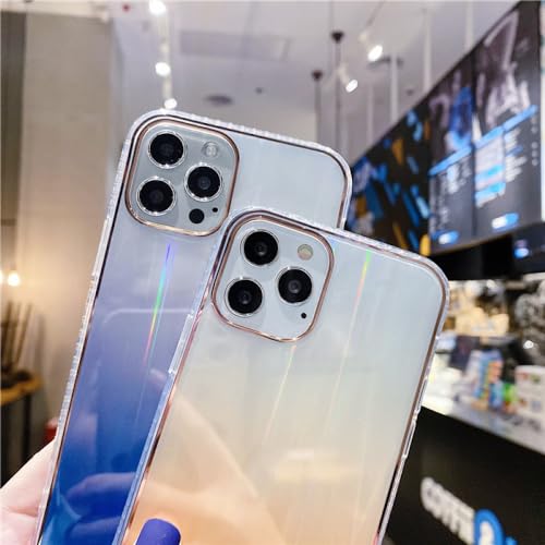 Coque Transparente Laser iPhone 12 Pro Couverture Arrière Rose Dégradé Anti Choc - 4