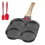 Traxenta Padella Pancake, Antiaderente Padelle, Pentola Pancakes, Piastra a 4 Stampi, Stampo Maker, Frittata in Alluminio per Colazione Hamburger Uova Fritte, per Induzione e Gas (Grigio)