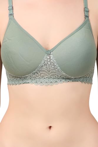 Image of ESAKI Women's Cotton Lace Lingerie Set | Padded Wire-Free Comfort Bra & Panty Combo | Everyday Essentials in Nude