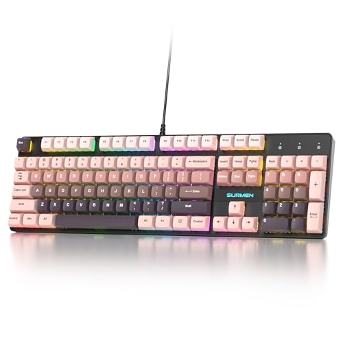 SOLIDEE Verkabelte mechanische Gaming-Tastatur in voller Größe,104 Tasten kabelgebundene Tastatur,RGB Hintergrundbeleuchtung&Nummernblock,NKRO mechanische für Windows Laptop(104 Blackberry)