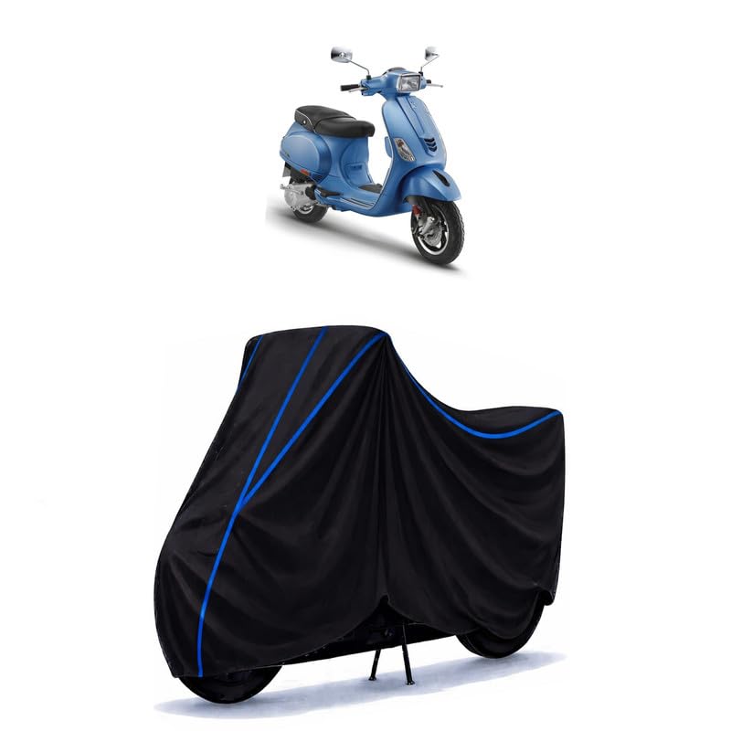 Image of Scooty Cover Water Resistant for SXL 150 BS6 | Universal Scooter & Bike Cover | Heavy Duty UV Dust, Rain & Scratch Protection | Elastic Fit All Weather Indoor Outdoor | Black with Blue Piping