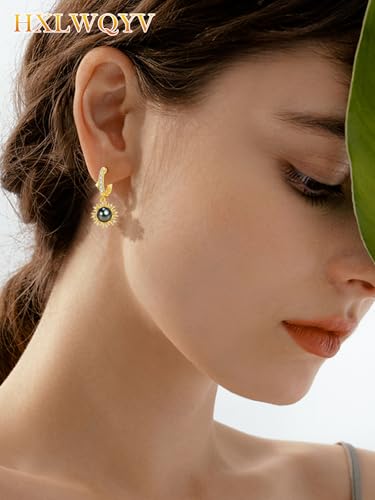 AAAAA Tahitian Black Pearl Upward Inspired Sun Earring For Women,925 Silver Saltwater Pearl Jewelry, Gift For Friend Mother Wife3