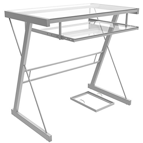 Becker Metal and Glass Computer Desk in Silver